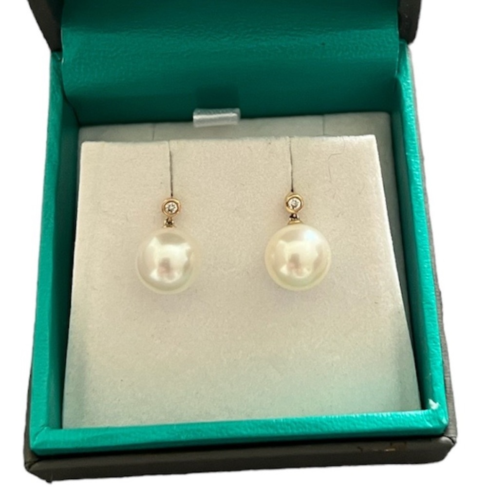 Effy Diamond Gold Pearl Earrings - Picture 2 of 3
